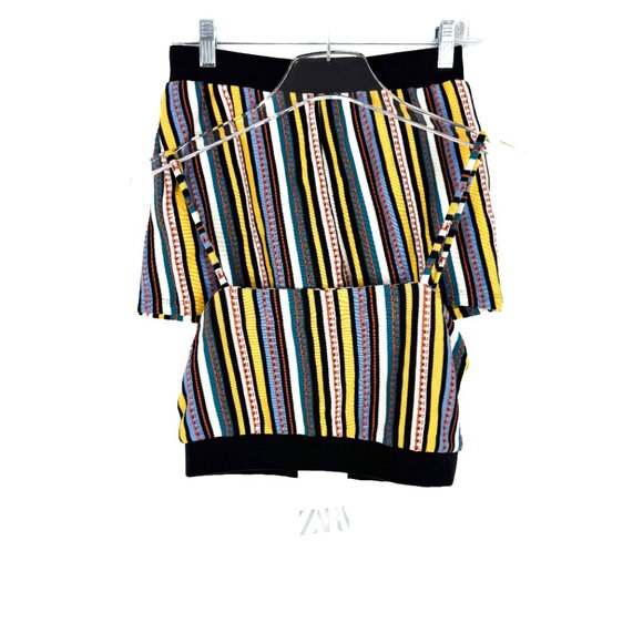 NWT Zara Striped Jacquard Cropped Tank Top Shorts Set Size Small S NEW - Picture 2 of 16